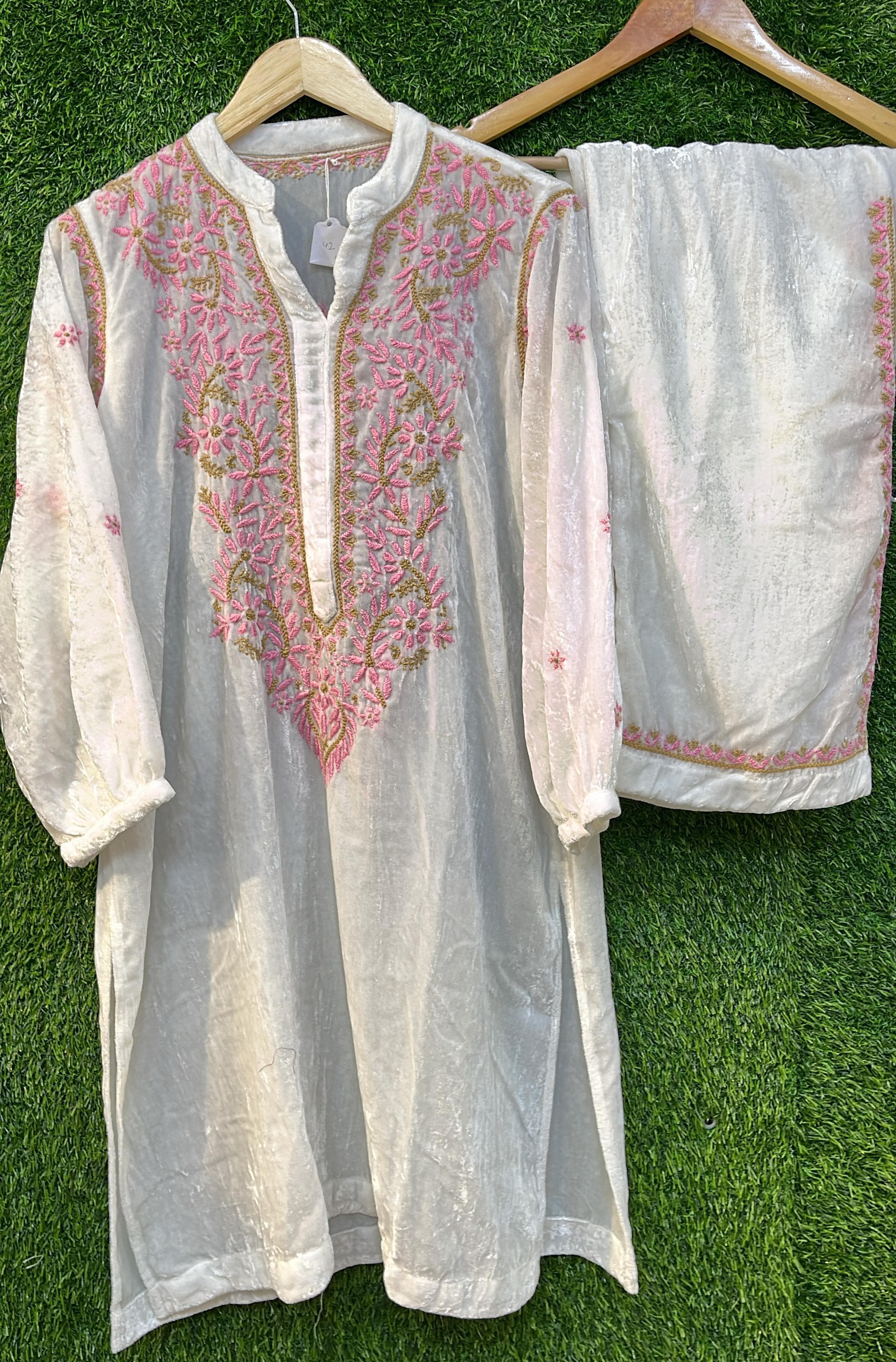 Pure Velvet Chikankari Co-ord Set